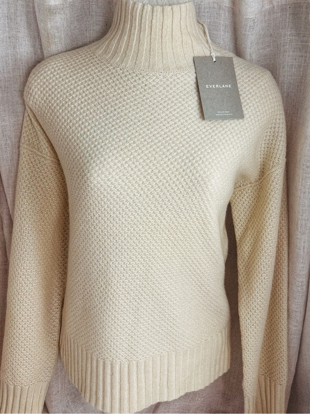 Everlane Cream Textured Funnel Neck Sweater